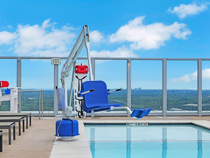 Pool facility with accessibility lift